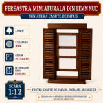 Hobbyplanet Fereastra miniaturala din lemn cu obloane, culoare nuc, pentru casute de papusi 1: 12 (CC82043)
