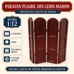 Hobbyplanet Paravan pliabil din lemn culoare mahon, miniatura 1: 12 pentru casute de papusi (V23309)