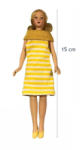 DOLLHOUSE Papusa din portelan in rochie galbena cu dungi albe scara 1 12, tinuta moderna (CC2617) Papusa