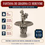 Hobbyplanet Fantana de gradina cu heruvimi din rasina gri beton, miniatura 1: 12 pentru casute de papusi (3054)
