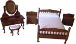 Hobbyplanet Dormitor complet 5 piese din lemn nuc-miniatura casute de papusi papusi (CC28027)
