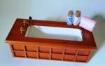 Hobbyplanet Cada de baie cu masca din lemn culoare nuc 4 piese- RETRO (BAL1)