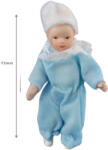 DOLLHOUSE Papusa bebelus din portelan baietel bleu, scara 1 12, 7 cm , cod CC2632 (CC2632) Papusa