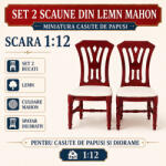 Hobbyplanet Set 2 scaune din lemn culoare mahon, miniatura 1: 12 pentru casute de papusi (V23409)
