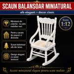 Hobbyplanet Scaun balansoar alb din lemn, miniatura pentru casute de papusi, diorame si colectii (V23794)