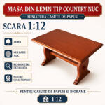 Hobbyplanet Masa din lemn tip Country culoare nuc - miniatura casute de papusi 1: 12 (CC30817)