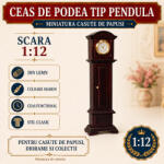 Hobbyplanet Ceas de podea tip pendula din lemn culoare mahon, miniatura 1: 12 pentru casute de papusi (DF1472)