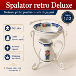 Hobbyplanet Spalator retro Deluxe din portelan pictat cu suport metalic, miniatura 1: 12 pentru casute de papusi (V70027)