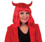 Fashion Peruca rosie diavolita cu coarne , petrecere Halloween carnaval , cod 57214 (FF57214)