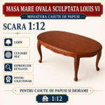 Hobbyplanet Masa mare ovala sculptata Louis VI culoare nuc, miniatura 1: 12 pentru casute de papusi (CC27517)