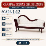 Hobbyplanet Canapea DeLuxe tip chaise longue din lemn mahon, miniatura 1: 12 pentru casute de papusi (V23351)