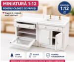 Hobbyplanet Dulap baza lavoar si cuptor miniatura bucatarie lemn alb , scara 1: 12 pentru casute de papusi (CC30711/21X)