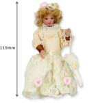 DOLLHOUSE Papusa din portelan fetita cu umbrela, scara 1 12, rochie alba cu dantela, 11, 5 cm (CC2665) Papusa