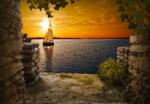 NORIMPEX - Puzzle Tablou Diamant: Barcă cu vele la apus 30x40cm - 1 - 39 piese