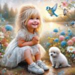 NORIMPEX - Puzzle Paint by numbers: Fată fericită 40x50cm - 1 - 39 piese