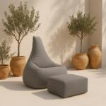 MeowBaby® Puf premium copii cu suport picioare meowbaby tearo outzy taupe , sako bag outdoor indoor pentru relaxare si joaca