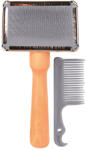 TRIXIE Perie Soft Cu Pieptene De Curatat, Maner Lemn, 6x13 cm, 2353