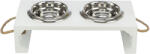 TRIXIE Set 2 Castroane Inox Cu Suport Lemn MDF, Be Nordic, 2x0.4 l 14 cm 38x18x10 cm, Alb, 24835