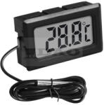 DAO Shop Termometru digital , buton On-Off, cu sonda DAO pentru frigider/acvariu/etc, negru, 48x28x15 mm, interios-exterior (TPM.nou.2025)