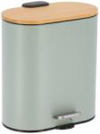  Coș Gunoi Metal 5 L Capac Bambus Inchidere Lenta Oval - Verde Pastel | Coșuri De Gunoi Baie (6555146) Cos de gunoi