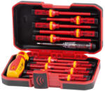 Strend Pro Csavarhúzókészlet, Strend Pro SDX61-113, piros, 12 db, villanyszerelő, szigetelt: 1000 V, PH, PZ, TX és lapos, egypólusú feszültségvizsgálóval (TC239562)