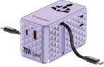 Verbatim Incarcator retea Verbatim Adaptor universal 30188, 3x USB-C, 1x USB, Quick Charge 70 W, GaN, Cablu USB-C integrat, Purple (30188)