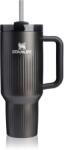 Stanley Quencher H2. O Fluted Tumbler pahar din oțel inoxidabil cu pai mare Black PVD 1180 ml