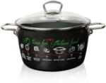 Metalac Oala cu capac din sticla Italian Food Metalac, email, 24cm, 6l, Negru (386354)