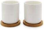 Bredemeijer Set 2 Cesti de Ceai Bredemeijer 142013 200ML cu Suport Bambus Ceramica Alb/Maro (142013) Pahar