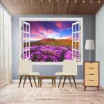 MÉDIA Öntapadó és mosható falfestmény Ablak Rhododendron virágok naplementekor, 180 x 120 cm (FOTOTAP15688)