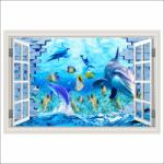 Blueback MAT Fotótapéta Ablak delfin, zátony, hal, téglafal, 250 x 170 cm (BBIMG7414)