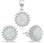 Brilio Silver Set fermecător de bijuterii cu opale SET254W (cercei, pandantiv)