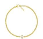 Brilio Silver Brățară fină placată cu aur cu zircon oval BRC113Y