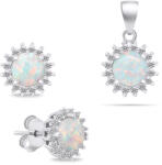 Brilio Silver Set minunat de bijuterii cu opale SET231W (cercei, pandantiv)