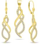 Brilio Silver Set strălucitor de bijuterii placate cu aur, cu zircon SET222Y (cercei, pandantiv)