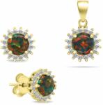 Brilio Silver Set minunat de bijuterii placate cu aur, cu pietre de zircon SET231YBC (cercei, pandantiv)