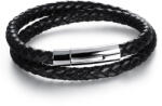 Troli Brățară dublă din piele neagră Leather