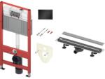 TECE WC-tartály szett, matt fekete gombbal és lefolyóval, rozsdamentes acél ráccsal "2in1" 90 cm 9400118 (9400118)