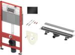 TECE WC-tartály szett, matt fekete gomb és rozsdamentes acél lefolyó "2in1" 80 cm 9400117 (9400117)