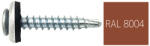 Koelner - Rawlplug Lencsefejű önfúró lemezcsavar fához 4, 8x35mm, alumínium-EPDM alátéttel festett RAL8004