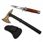 Depox Set topor si briceag de vanatoare DEPOX®, 39 cm/23 cm, maro/negru, otel inoxidabil (0619)