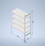  Horganyzott, teljes fémből készült STOW állvány 200x130x60 cm - 5 polc, teherbírás 800 kg - KIEGÉSZÍTŐ MODUL