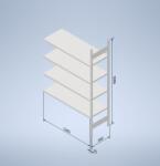  Horganyzott, teljes fémből készült STOW állvány 200x130x50 cm - 5 polc, teherbírás 800 kg - KIEGÉSZÍTŐ MODUL