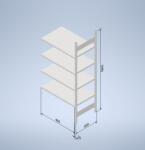  Horganyzott, teljes fémből készült STOW állvány 200x100x60 cm - 5 polc, teherbírás 800 kg - KIEGÉSZÍTŐ MODUL