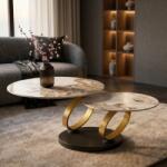 IV Interior Concept Masuta de cafea moderna cu doua blaturi rotative din ceramica DANCING RINGS 80-135cm (A-48660 VC) Masa de cafea