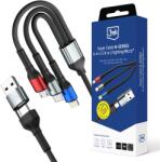 3mk Protection USB 2.0 + USB 2.0 Type C Lightning + Micro USB + USB Type C Átalakító Fekete 1.2m 14049036 (5903108685252)