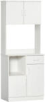 HOMCOM Bufet de bucătărie armoire de cuisine multi-depozitare 4 uși 1 sertar raft + mare blat 71 x 41 x 178 cm MDF alb | Aosom Romania (835-259)