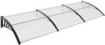 Moxu Műanyag Előtető, 300x90 cm, Fekete Színű Fali Tartóelemekkel, Áttetsző Polikarbonát Lapokkal (BPW-ET-300-90-BK)