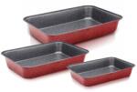 Voltz Set tavi de copt Oliver Voltz OV51222RS3, 3 buc, Acoperire din ceramica si marmura, Otel carbon, Fara PFOA, Rosu melanj (OV51222RS3)