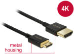 Delock kábel High Speed HDMI Ethernettel - HDMI-A apa HDMI Mini-C apa3D 4K 0.5 m vékony Prémium